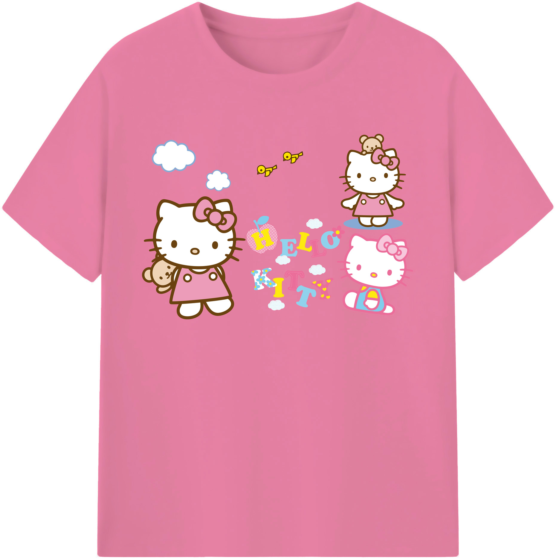 （画像用） Hello Kitty ハローキティ 綿100％半袖Tシャツ（フロントプリント）
